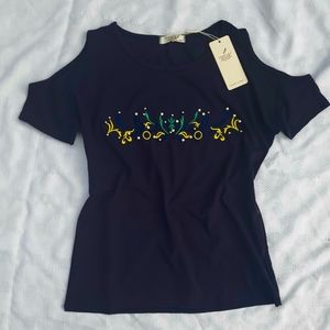 🔴Discount 🔴Julia- Cold Shoulder Top Navy Blue